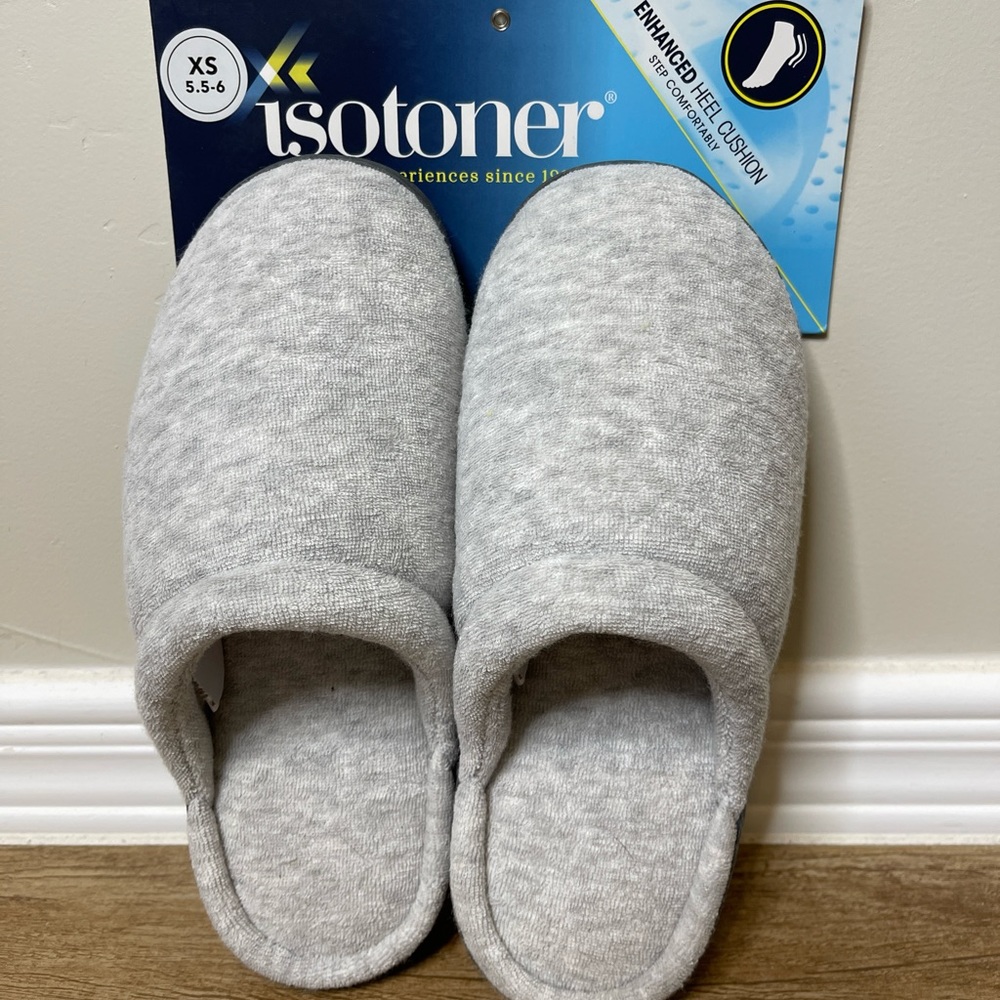 Isotoners Gray Slippers size XS NWT